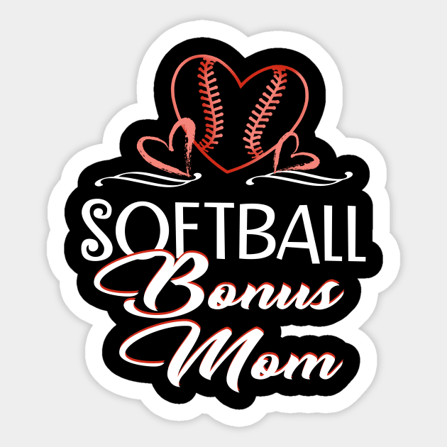 Softball Bonus Mom Grandma Gifts Heart Distressed Sticker by melitasessin